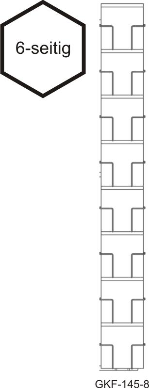 Kartenbodenständer, 145 mm Q, 48 Fächer Quadratformat, 1-reihig, 6-seitig, silber